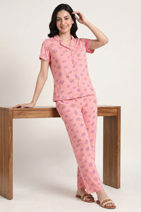 Zivame Farm Lore Knit Cotton Pyjama Set - Murex Shell — thumbnail 1